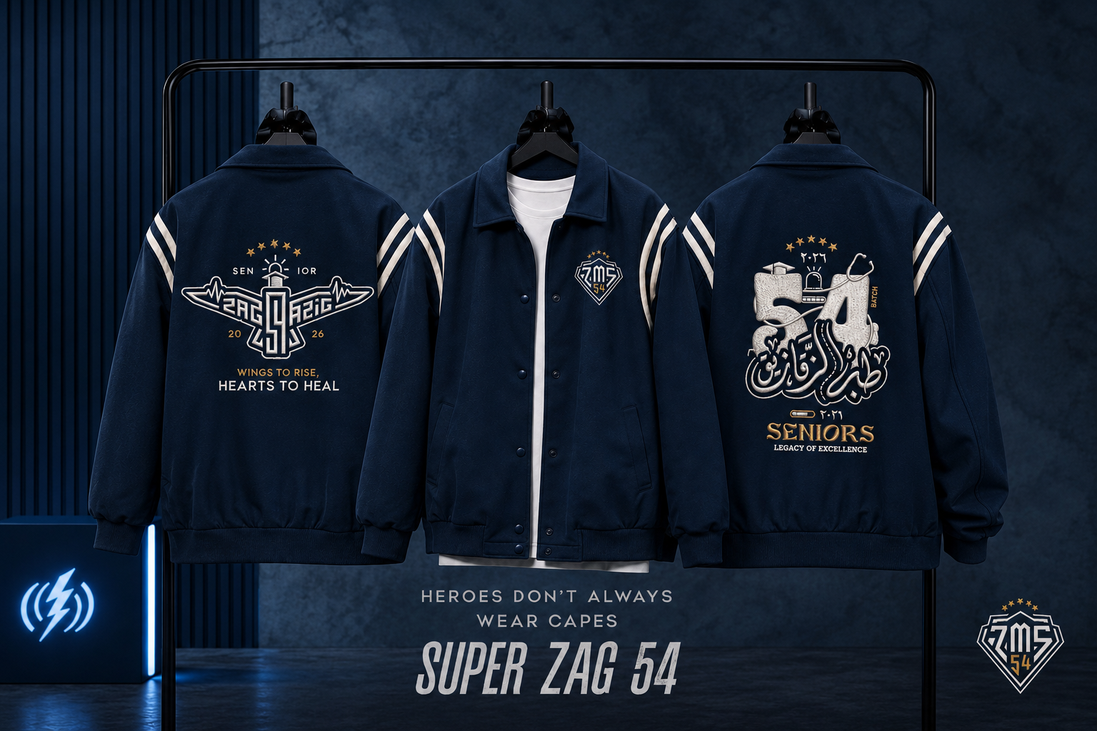 ZMS 54 Graduation Baseball Jacket Studio View