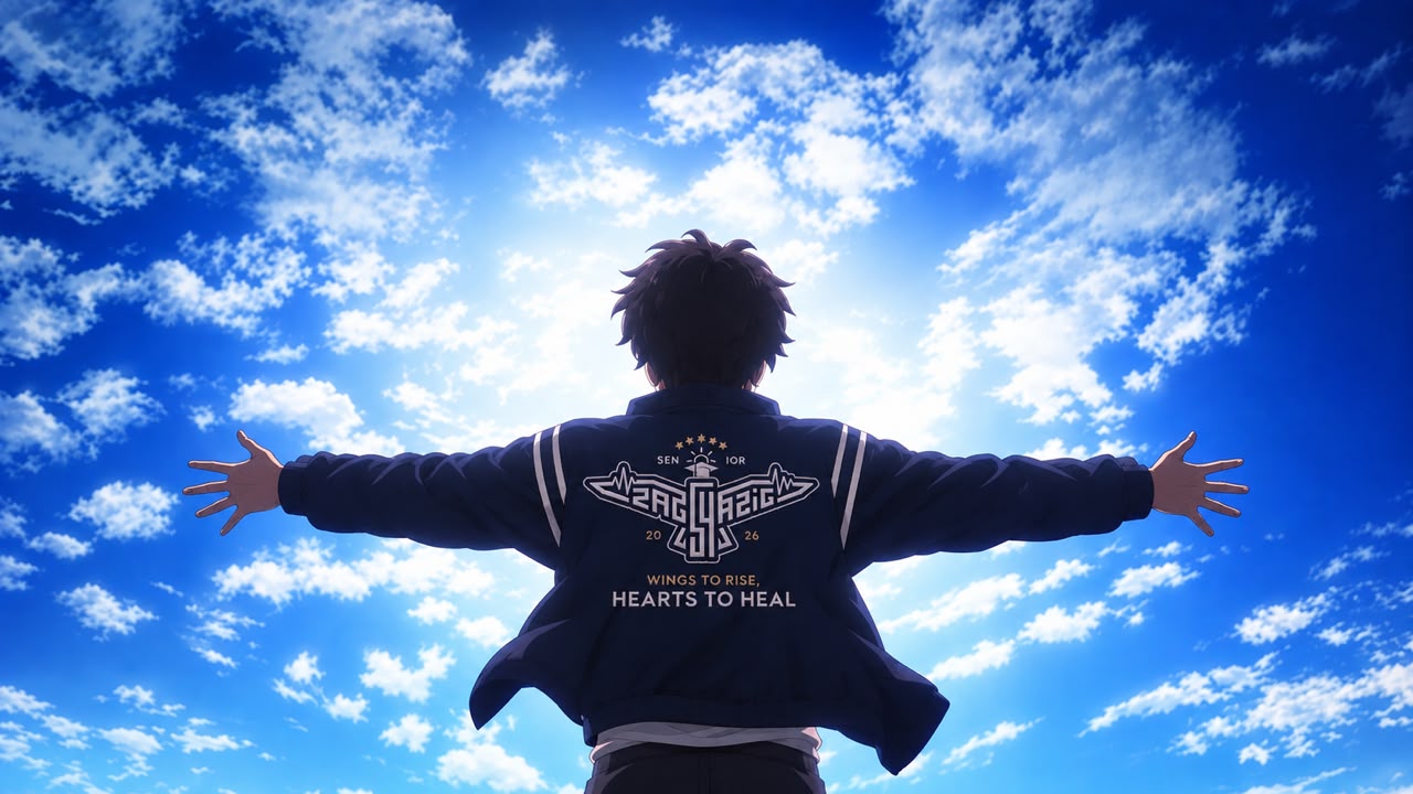 ZMS 54 Graduation Baseball Jacket - Sky View